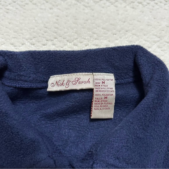 Nick & Sarah Navy Blue Fleece Christmas Jacket Women’s Size Medium - Picture 3 of 5